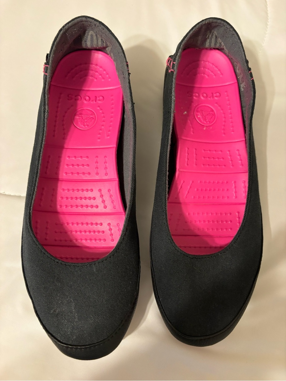 Crocs Stretch Sole Ballet Flats Women’s 8 Black Pink Comfort Shoes